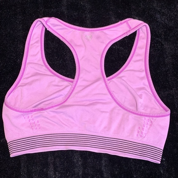 Women’s Large Blue with Black Stripes Racerback Sports Bra - No Padding - Picture 3 of 5